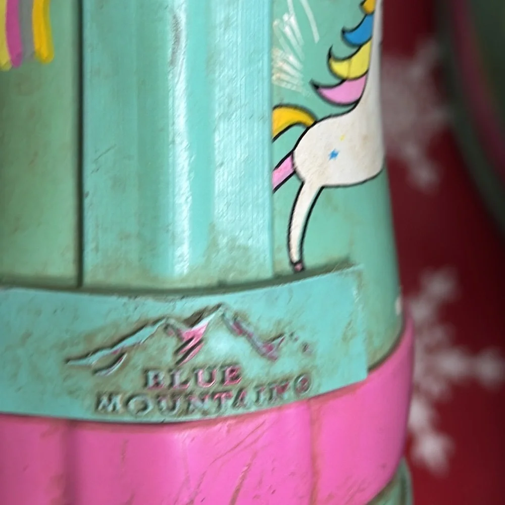 Blue Mountain Girls Unicorn Print Rain Boots Size 1